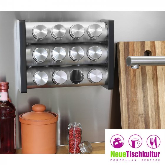 Gewürzständer mit 12 Gläsern Edelstahl 