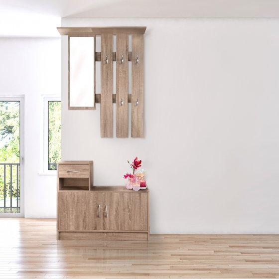 Garderobenpaneel mit Schuhschrank Thekla Sonoma