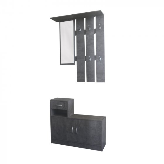 Garderobenpaneel mit Schuhschrank Thekla Beton