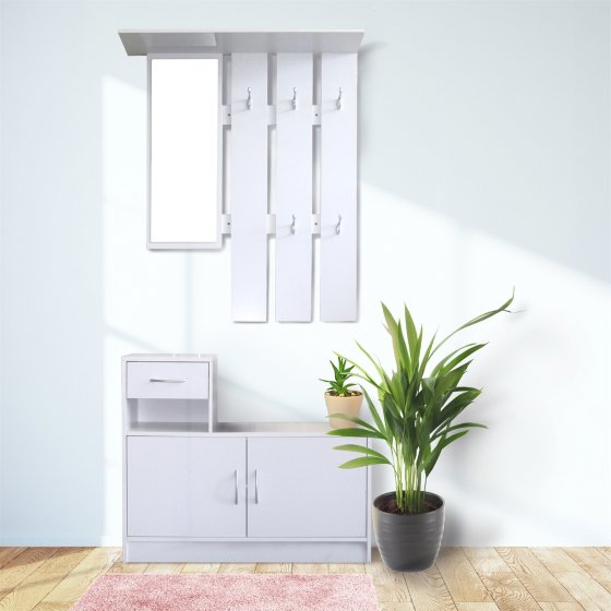 Garderobenpaneel mit Schuhschrank Thekla Weiß