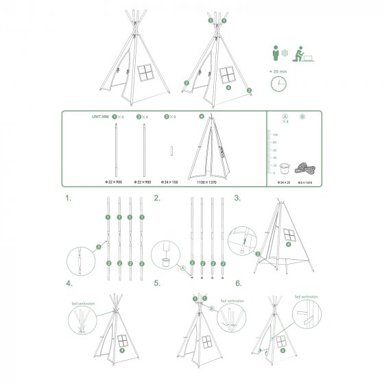 Kinderzimmerzelt Tipi Stars 