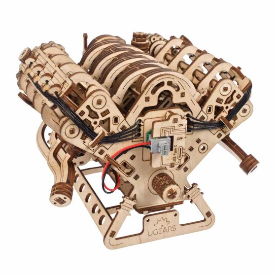 Holzmodell Motor V8