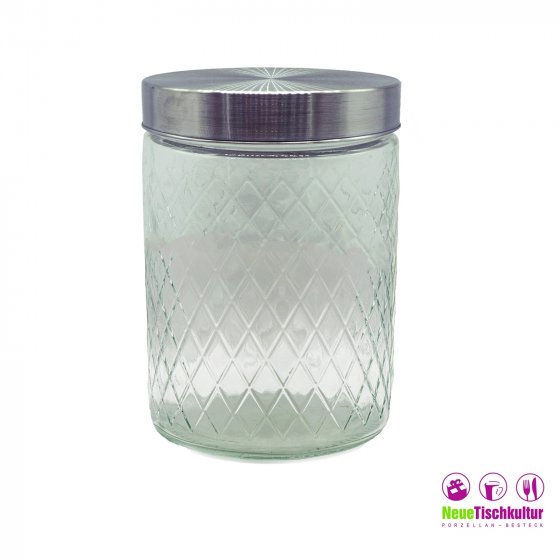 Vorratsglas mit Edelstahldeckel Rauten-Prägung 