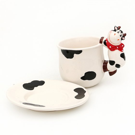 Dolomite Tasse mit Teller Kuh 