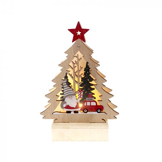 Weihnachtsdeko Tannenbaum mit Weihnachtsmann und Auto 
