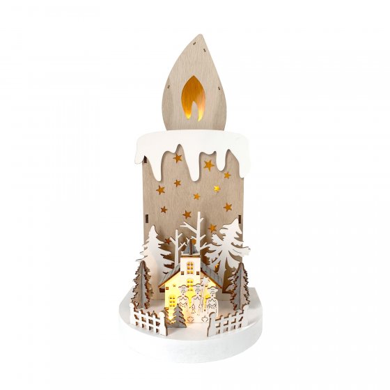 LED Weihnachtsdeko Kerze mit Kirche und Sternsingern