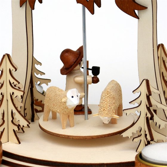 Holz Teelichtpyramide Glocke, mit Schafen   Schäfer 