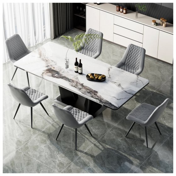 Esszimmerstuhl Astrid 2er-Set Kunstleder Grau 