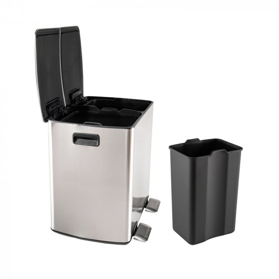 Mülleimer mit 2 Kammern Jannik 40 Liter Silber