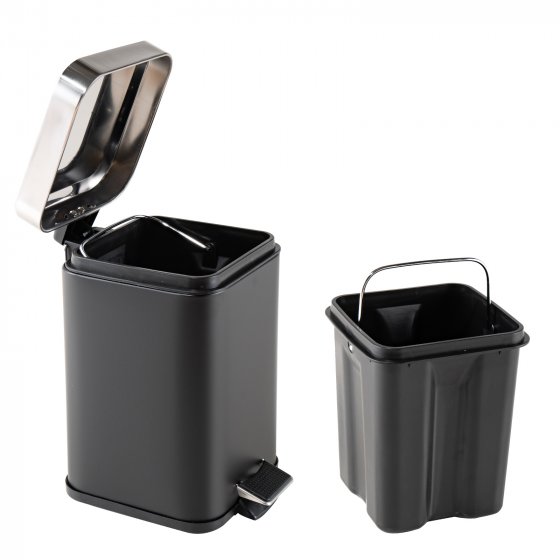 Treteimer eckig Jannik 3 Liter Schwarz Silber 