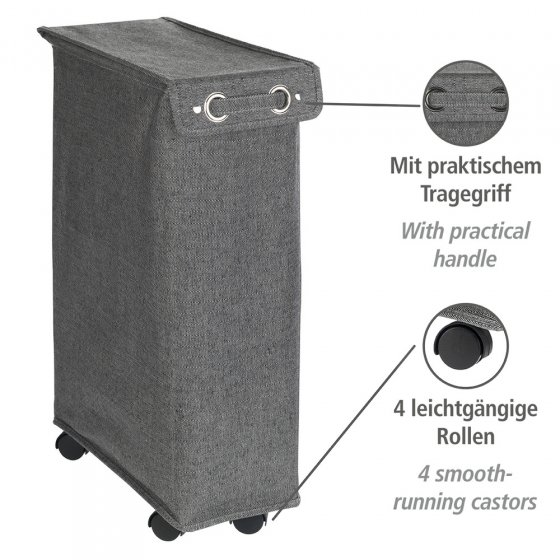 Wäschesammler Mod. Corno Prime Schwarz/Weiß, Wäschekorb, 43 l, mit Deckel 