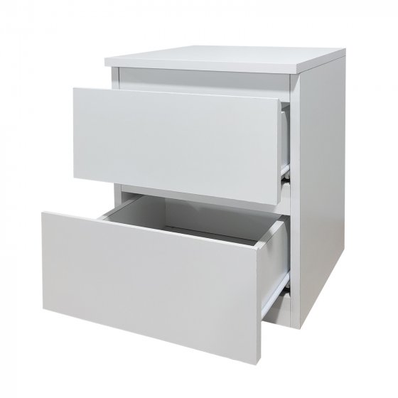 Nachtkommode 2er Set Weiß mit 2 grifflosen Schubladen 