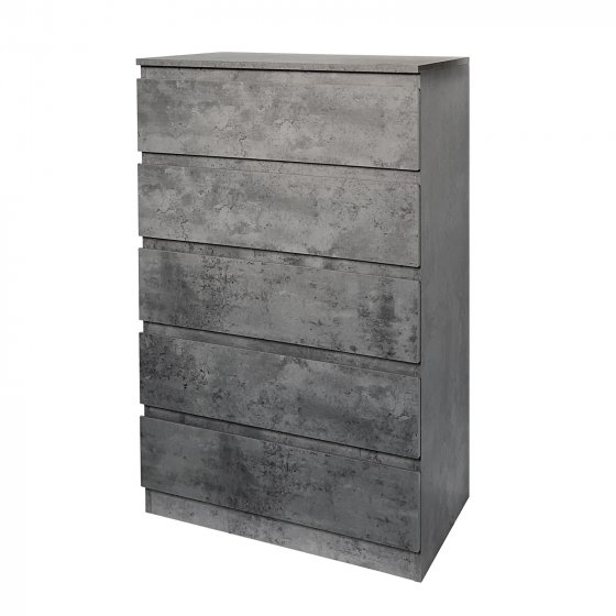 Kommode mit 5 grifflosen Schubladen Beton viel Stauraum 