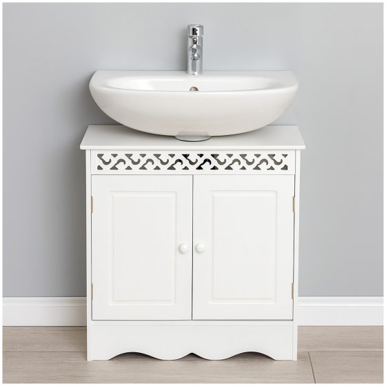 Waschbeckenunterschrank Weiß Landhausstil für Bad und Gäste-WC 