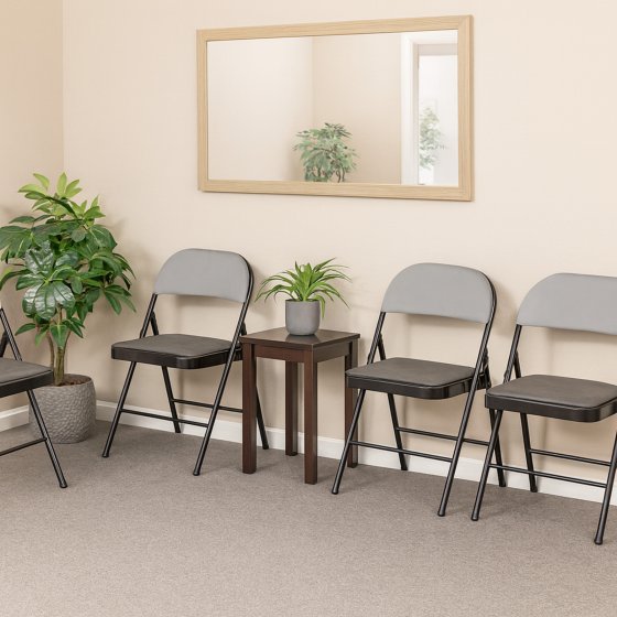 2er Set Klappstühle mit Polsterung Metallgestell und Samtbezug 