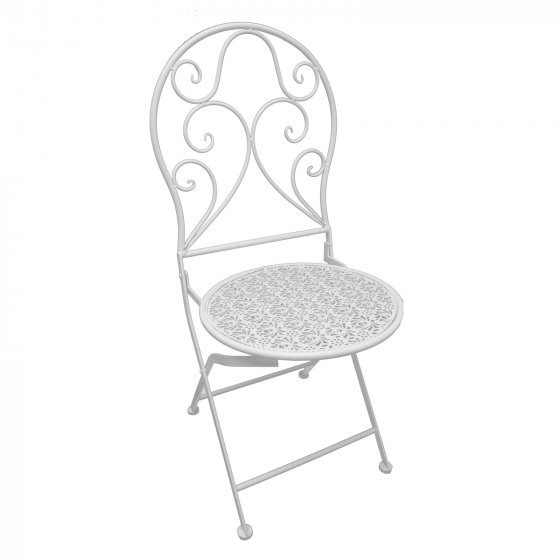 Bistroset aus Metall 3-teilig Weiß Klapptisch Ø 60 cm   2 Klappstühle 