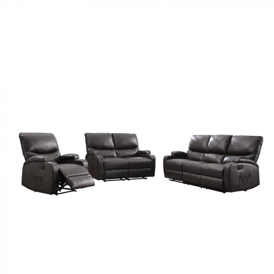 Elegantes 3-tlg.Sofa Set aus braunem Kunstleder für höchsten Wohnkomfort