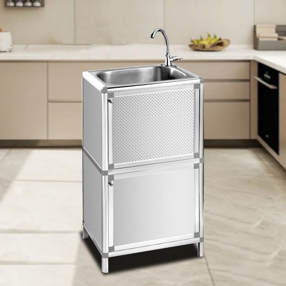 Spüle mit Unterschrank für Outdoorküche Silber 