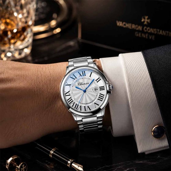 Herrenuhr mit blauen ZEigern 