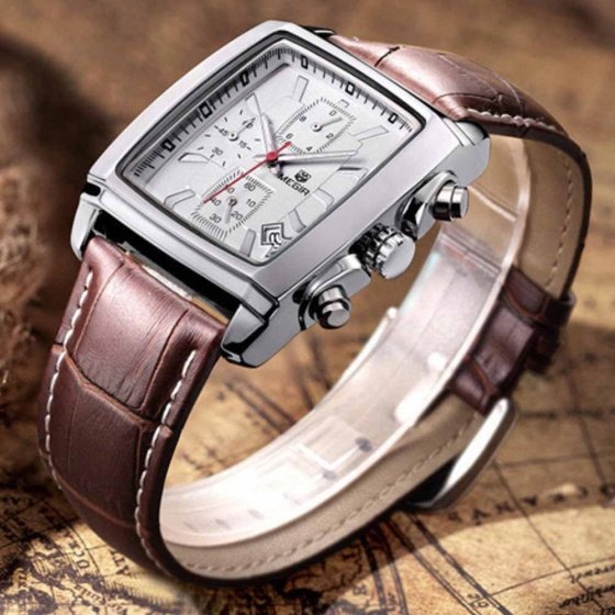 Retro Herrenuhr mit Lederband 