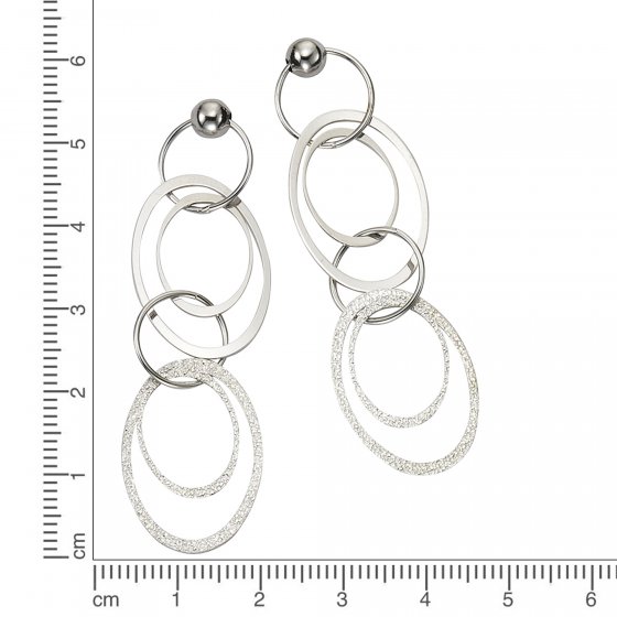 Ohrringe Silber 925 rhodiniert aus Ringen 6cm lang 
