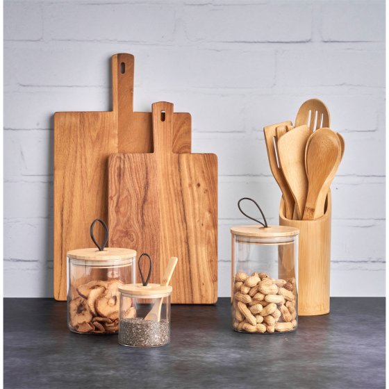 Vorratsglas rund 320 ml Holzdeckel mit Schlaufe 