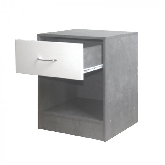 Nachtschrank 2er Set Thekla Beton/Weiß