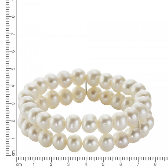 Armband Süßwasserzuchtperlen weiß 8mm zweireihig 