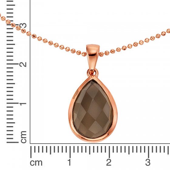 Anhänger mit Kette 925 Silber rosé vergoldet Rauchquarz 