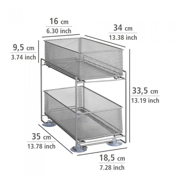 Schubladenregal Mod. Gioma Silber, 2 Etagen