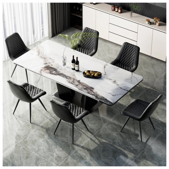 Esszimmerstuhl Astrid 4er-Set Kunstleder Schwarz