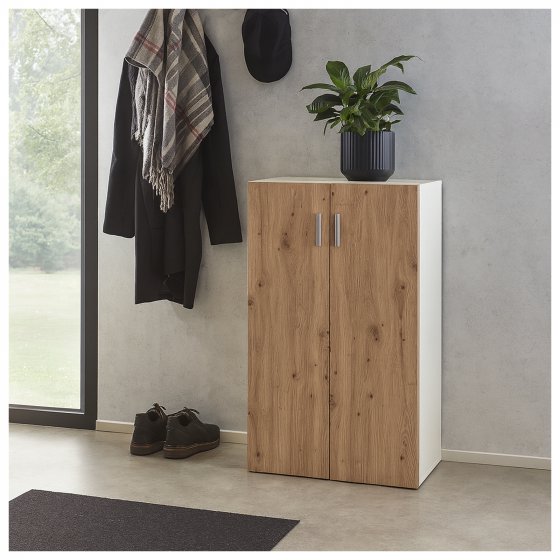 Kommode mit 3 Regalfächern Nina Weiß-Artisaneiche 