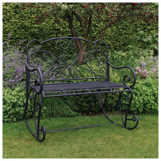 Nostalgische Garten-Schaukelbank aus Metall