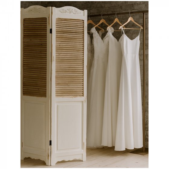 Paravent 3-teilig im Shabby Chic Raumteiler im Landhausstil mit Lamellen 