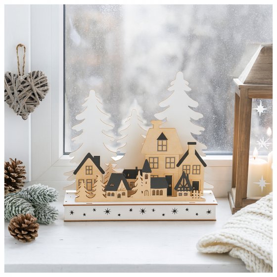 LED Weihnachsszene Dorfidylle 