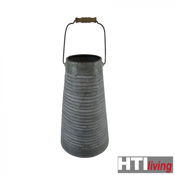 Pflanzgefäß aus Metall mit Henkel Cottage Deko für Garten und Terrasse