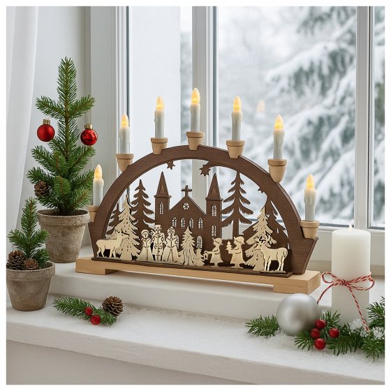 Schwibbogen Sternsinger vor der Kirche 