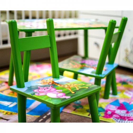 Kindertisch Set mit 2 Stühlen farbenfroh mit Motiv für Kinderzimmer