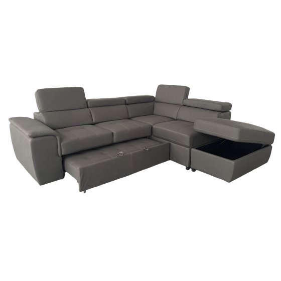 Couch Sandy mit Ottomane rechts Grau 