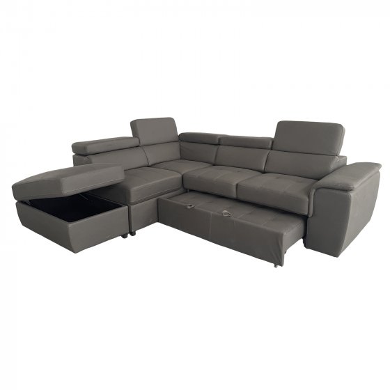 Couch Sandy mit Ottomane links Grau 