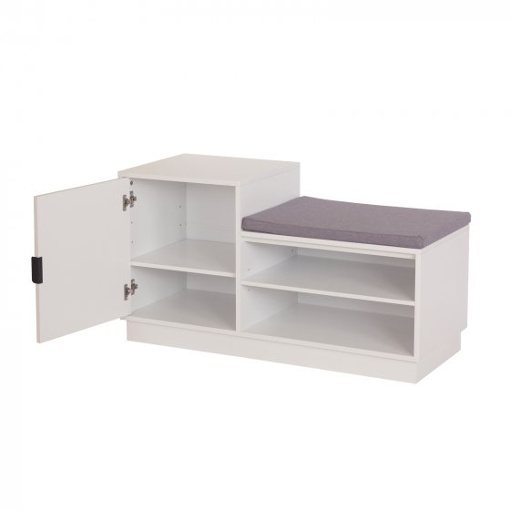 Garderobenpaneel mit Spiegel und Schuhbank Dana Weiß-Baumscheibe 