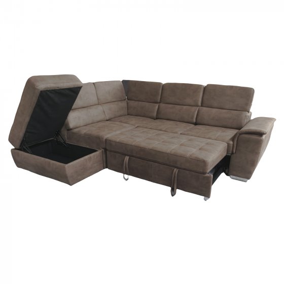 Couch Sandy mit Ottomane links Braun 