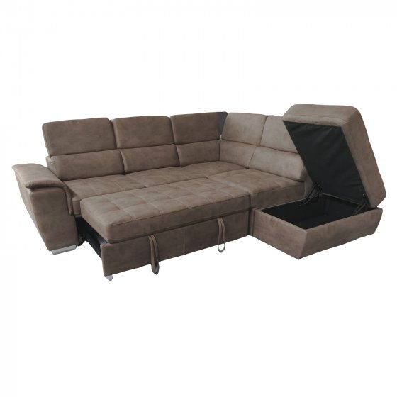 Couch Sandy mit Ottomane rechts Braun 