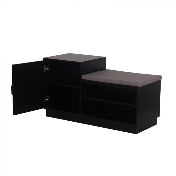 Garderobenpaneel mit Spiegel und Schuhbank Dana Schwarz-Baumscheibe 