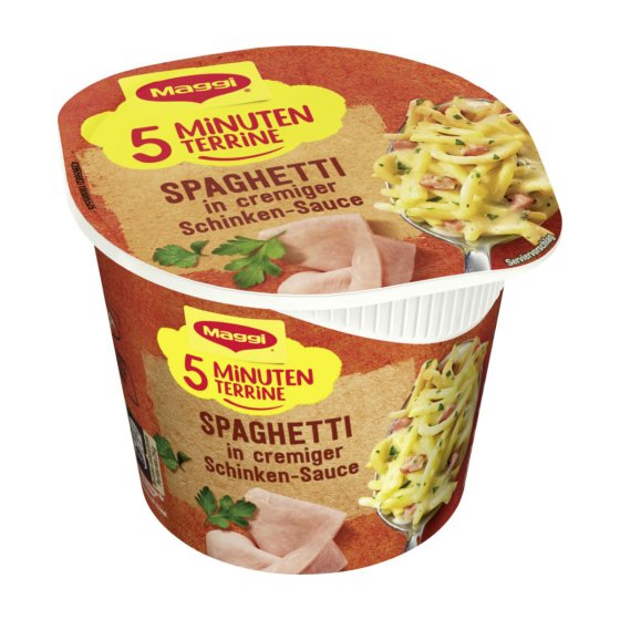 Maggi 5 Minuten Terrine Spaghetti in cremiger Schinken Sauce 64g 