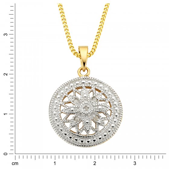Halskette Silber 925 vergoldet mit 5x Diamant zus. 0,05ct. 