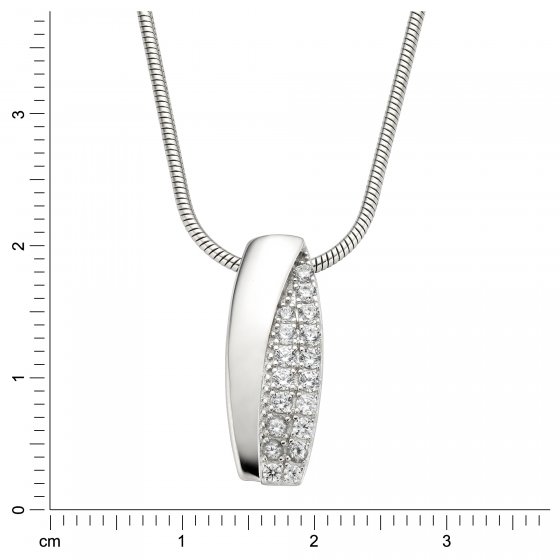 Halskette Silber 925 rhodiniert mit Zirkonia weiß 