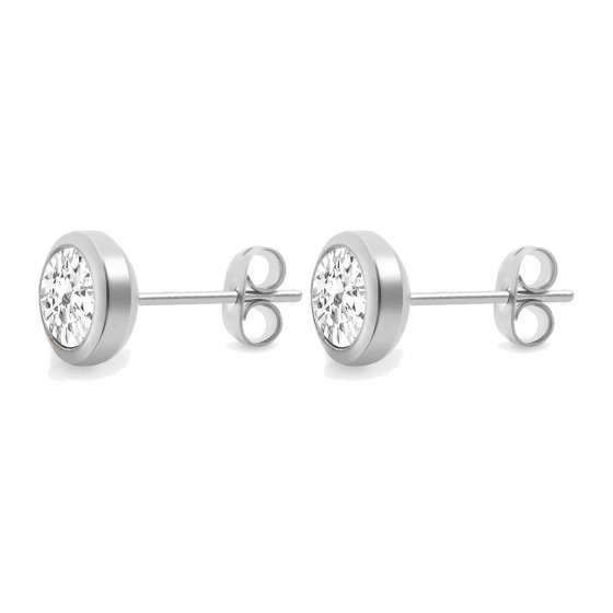 Ohrringe Edelstahl mit weißem Zirkonia 6mm 