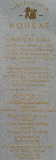 Niederegger Nougat Liqueur Fläschchen Sahnenougatlikör 350ml 