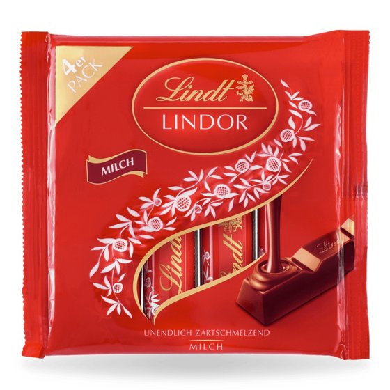 Lindt Lindor Stick Multipack Milch mit zartschmelzender Füllung 100g 